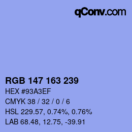 Color code: RGB 147 163 239 | qconv.com