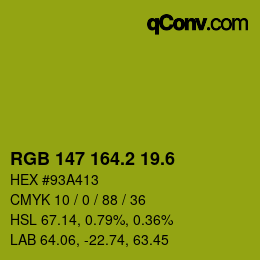 カラーコード: RGB 147 164.2 19.6 | qconv.com