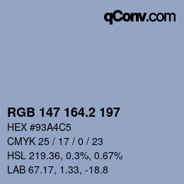 カラーコード: RGB 147 164.2 197 | qconv.com