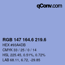 カラーコード: RGB 147 164.6 219.6 | qconv.com