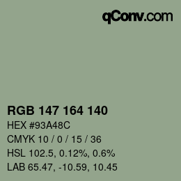 Código de color: RGB 147 164 140 | qconv.com
