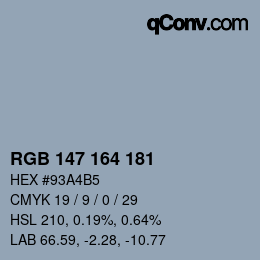 Color code: RGB 147 164 181 | qconv.com