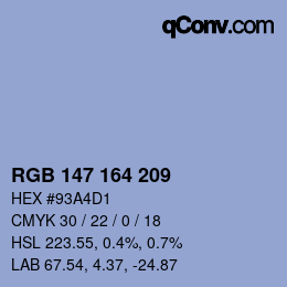 Color code: RGB 147 164 209 | qconv.com