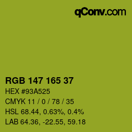 Color code: RGB 147 165 37 | qconv.com