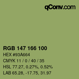 颜色代码: RGB 147 166 100 | qconv.com