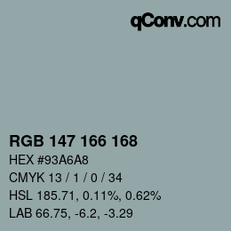 Color code: RGB 147 166 168 | qconv.com