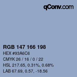 Color code: RGB 147 166 198 | qconv.com