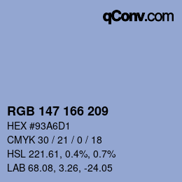 Color code: RGB 147 166 209 | qconv.com