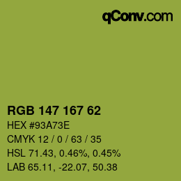 Color code: RGB 147 167 62 | qconv.com