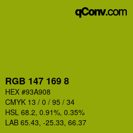 Color code: RGB 147 169 8 | qconv.com