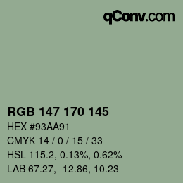 Color code: RGB 147 170 145 | qconv.com