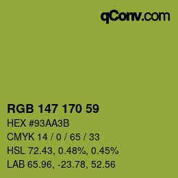 颜色代码: RGB 147 170 59 | qconv.com