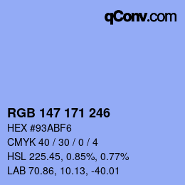 カラーコード: RGB 147 171 246 | qconv.com