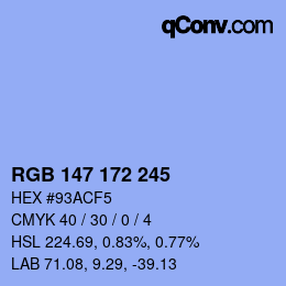 Color code: RGB 147 172 245 | qconv.com