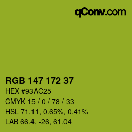 Color code: RGB 147 172 37 | qconv.com