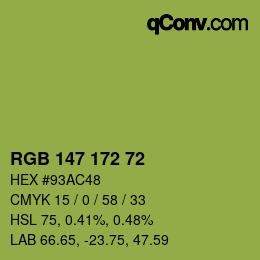 Color code: RGB 147 172 72 | qconv.com