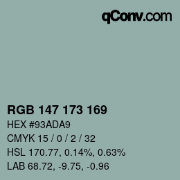 カラーコード: RGB 147 173 169 | qconv.com