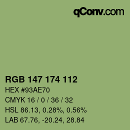 Código de color: RGB 147 174 112 | qconv.com
