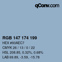 Color code: RGB 147 174 199 | qconv.com