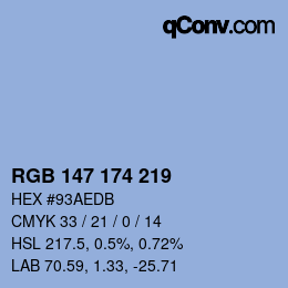 Color code: RGB 147 174 219 | qconv.com