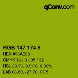 カラーコード: RGB 147 174 8 | qconv.com