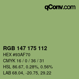颜色代码: RGB 147 175 112 | qconv.com