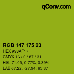 Color code: RGB 147 175 23 | qconv.com