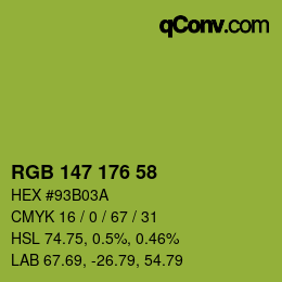Color code: RGB 147 176 58 | qconv.com