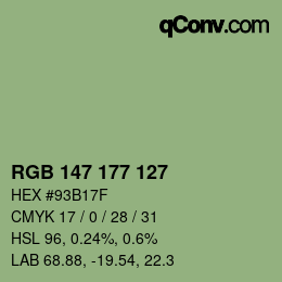 Color code: RGB 147 177 127 | qconv.com