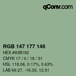 Color code: RGB 147 177 146 | qconv.com