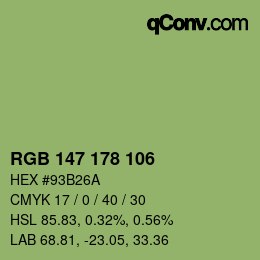 カラーコード: RGB 147 178 106 | qconv.com