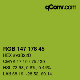Color code: RGB 147 178 45 | qconv.com