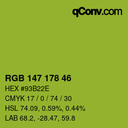Color code: RGB 147 178 46 | qconv.com