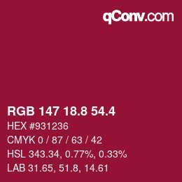 カラーコード: RGB 147 18.8 54.4 | qconv.com