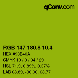 カラーコード: RGB 147 180.8 10.4 | qconv.com