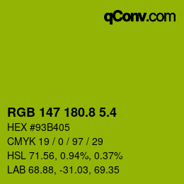 カラーコード: RGB 147 180.8 5.4 | qconv.com