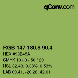 カラーコード: RGB 147 180.8 90.4 | qconv.com
