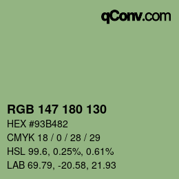 カラーコード: RGB 147 180 130 | qconv.com