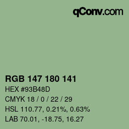 Farbcode: RGB 147 180 141 | qconv.com
