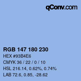 カラーコード: RGB 147 180 230 | qconv.com