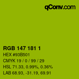 Color code: RGB 147 181 1 | qconv.com