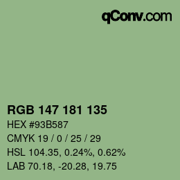 Código de color: RGB 147 181 135 | qconv.com