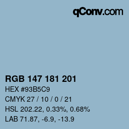 Color code: RGB 147 181 201 | qconv.com
