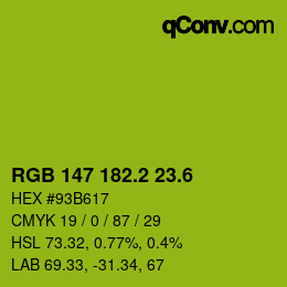カラーコード: RGB 147 182.2 23.6 | qconv.com