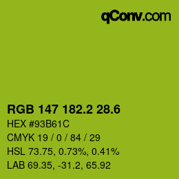 カラーコード: RGB 147 182.2 28.6 | qconv.com
