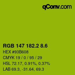 カラーコード: RGB 147 182.2 8.6 | qconv.com
