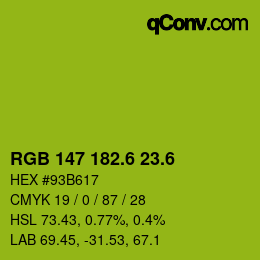 カラーコード: RGB 147 182.6 23.6 | qconv.com