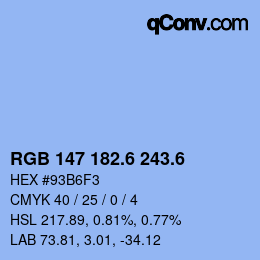 カラーコード: RGB 147 182.6 243.6 | qconv.com