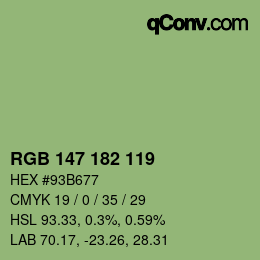 Código de color: RGB 147 182 119 | qconv.com