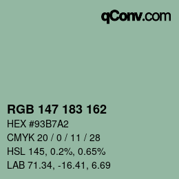 Color code: RGB 147 183 162 | qconv.com